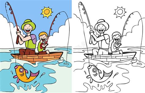 Pesca Del Padre Y Del Hijo Ilustración Del Vector Ilustración De