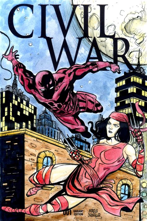 Daredevil And Elektra Cover Commission By Mdavidct On Deviantart