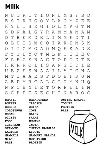 Milk Word Search Teaching Resources