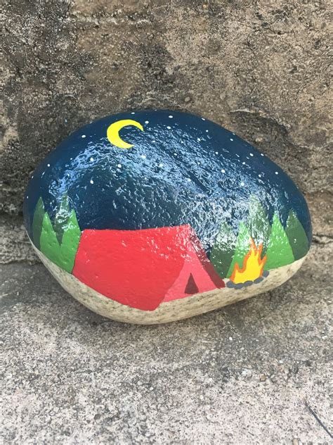 Camping Painted Rock By Christa Keeler Painted Rocks Painted Rocks