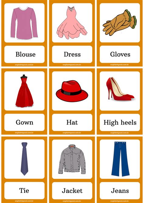 Clothes Flashcards English4good Vocabulary Practice