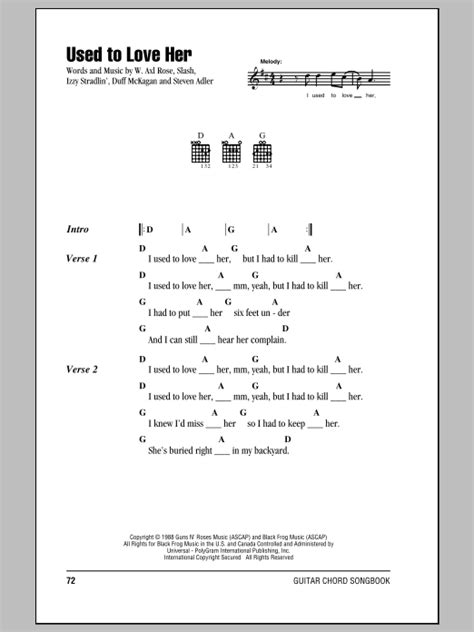 Used To Love Her By Guns N Roses Guitar Chords Lyrics Guitar