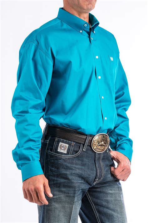 Mens Solid Turquoise Button Down Western Shirt Western Shirts
