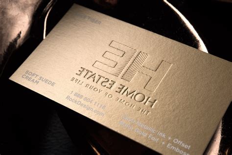 Premium cards printed on a variety of high quality paper types. Creative luxury real estate agent business card with gold ...