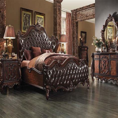 Badcock has a wide selection of beautiful king beds in everything it has a warm brown finish and is made from asian hardwood and poplar solids that offer serious longevity. Formal Cal. King Cherry Brown Bedroom Set | Hot Sectionals