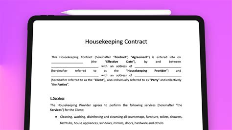 THE Working Housekeeping Contract Template (Free To Use)