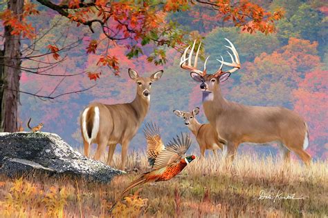 Whitetail Deer Art Print October Whitetails Painting By Dale Kunkel