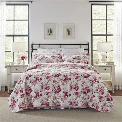 Laura Ashley Lidia Floral Reversible Quilt Set Color Multi Pink