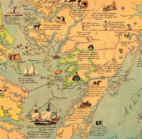 Chesapeake Bay Region Historical Map 1959 Ready To Frame Etsy