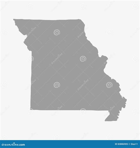 Missouri Mo Gray Political Map Us State Show Me State Cartoon