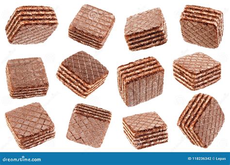 Brown Square Wafers Collection On White Stock Photo Image Of Sweet