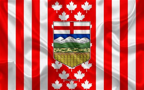 Download Wallpapers Coat Of Arms Of Alberta Canadian Flag Silk