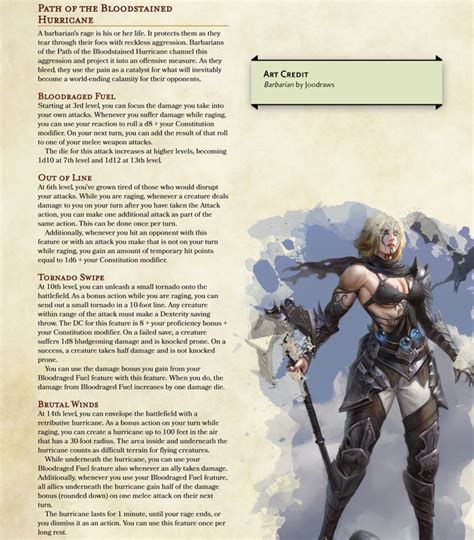 Path Of The Bloodstained Hurricane Barbarian Subclass