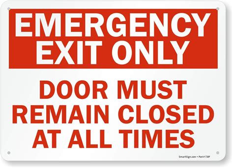 Door Must Remain Closed At All Times Label By Smartsign Emergency Exit