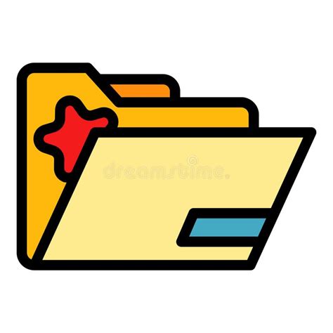 Favorite Folder Interface Icon Color Outline Vector Stock Illustration