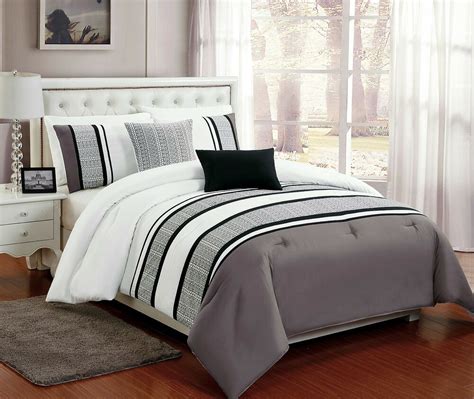 See more ideas about comforter sets, grey comforter sets, grey comforter. 5 PC Grey, White, Black Comforter Set w/Burnout Lace, Full ...
