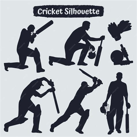 Collection De Silhouettes De Joueurs De Cricket Dans Différentes Poses