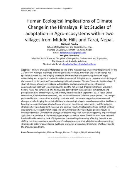 Pdf Human Ecological Implications Of Climate Change In The Himalaya