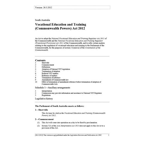 Vocational Education And Training Commonwealth Powers Act 2012