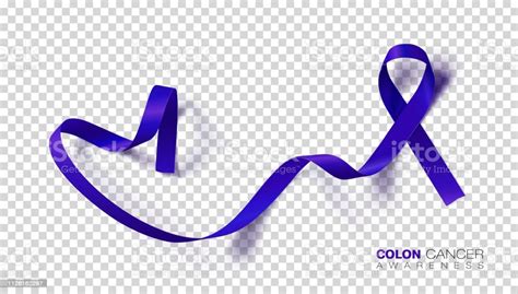 Colon Cancer Awareness Month Dark Blue Color Ribbon Isolated On