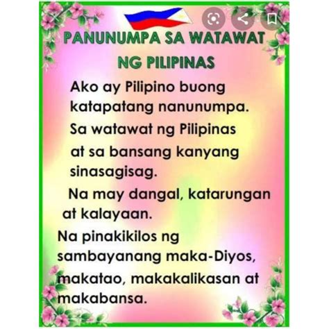 Panatang Makabayan At Panunumpa Sa Watawat Ng Pilipinas Youtube My