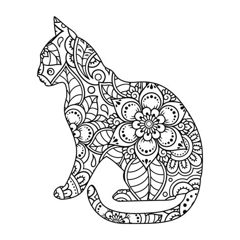 Mandala Cat Coloring Page Sheet 12 Download Print Now