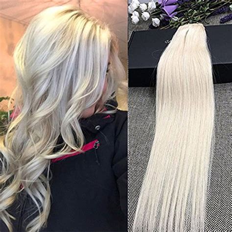 Platinum Blonde 60 Thick One Piece Clip In 100 Human Hair Extensions 16 22inch Fullshine
