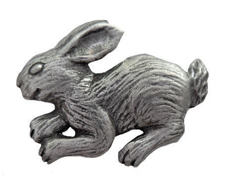 Bouncing Bunny Playful Rabbit Pewter Pin Badge Hecho A Mano Etsy