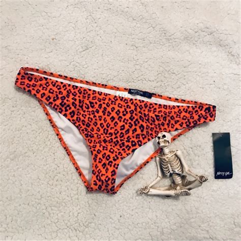 Nasty Gal Swim Nwt Nasty Gal Orange Leopard High Leg Bikini Brief