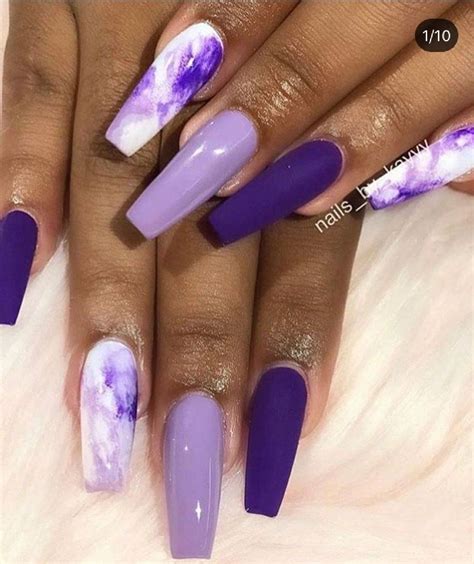 25 Beautiful Marble Nail Design Ideas The Glossychic Purple Acrylic Nails Purple Nail