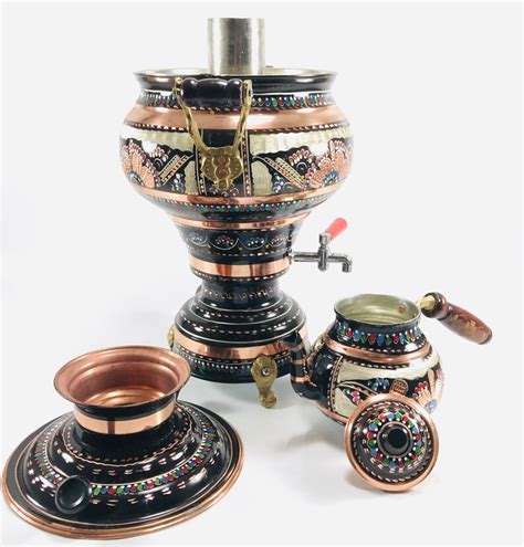Samovar Copper Tea Maker Handmade Turkish Samovar Works Etsy