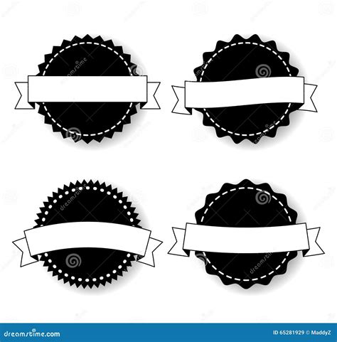 Set Of The Badges Templates With Ribbons Stock Vector Illustration Of