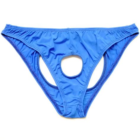 Male Sexy Gay Briefs Hole Open Crotch Thongs G Strings Panties Mens Ice