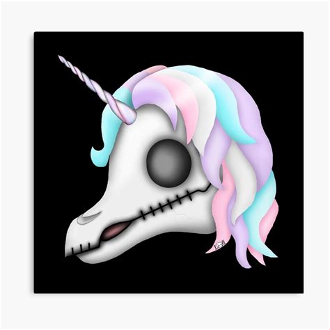 My Little Dead Unicorn Rainbow Unicorn Skull Black Canvas Print