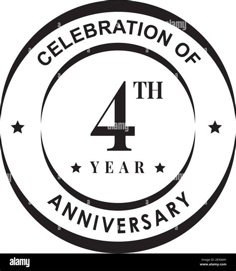 4th Year Anniversary Emblem Logo Design Vector Template Stock Vector