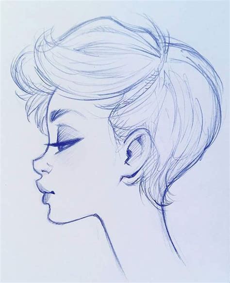 Drawing Side Profile Girl Les Arts Dessin De Mode Art Du Croquis