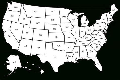 Blank Map Of American Cities 50 States Blank Us Map Black Borders