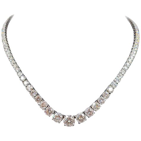 Gia Certified Diamond Graduated Riviera Necklace At 1stdibs