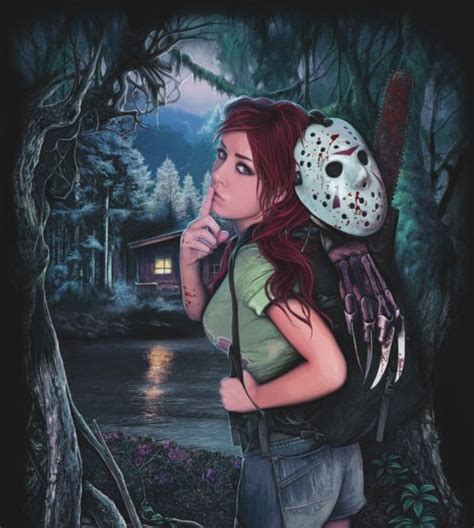 Crystal Lake Camper Jason Voorhees Freddy Krueger Horror Artwork