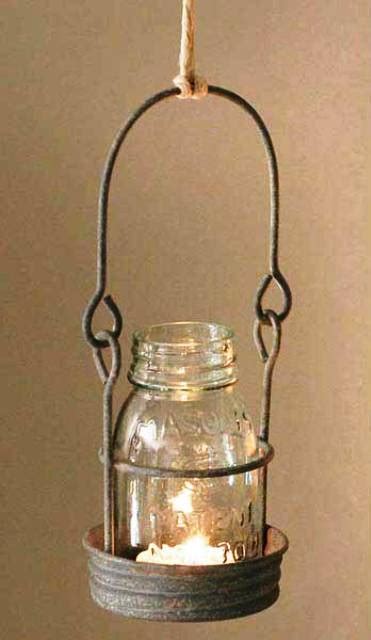 Hanging Mason Jar Candle Holder From Granny Janes Tin Works