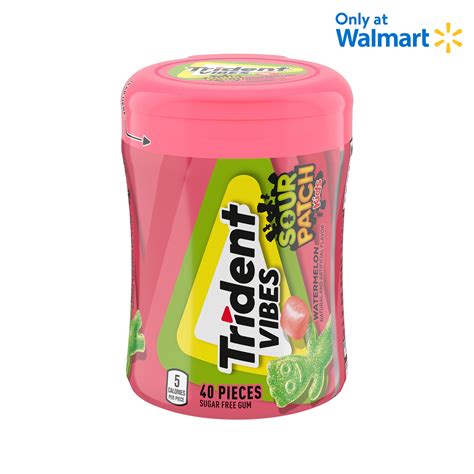 Trident Vibes Sour Patch Kids Watermelon Sugar Free Gum 40 Piece