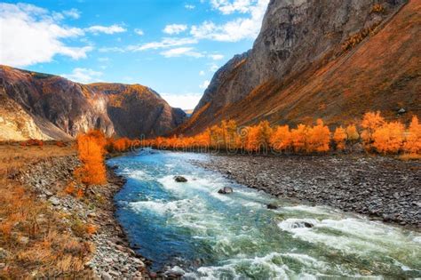 Chulyshman River Valley In Altai Mountains Siberia Russia Stock Photo
