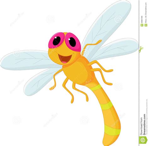 Cute Dragonfly Cartoon Stock Vector Illustration Of