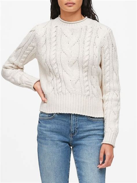 Cable Knit Cropped Sweater Banana Republic Cable Knit Pattern