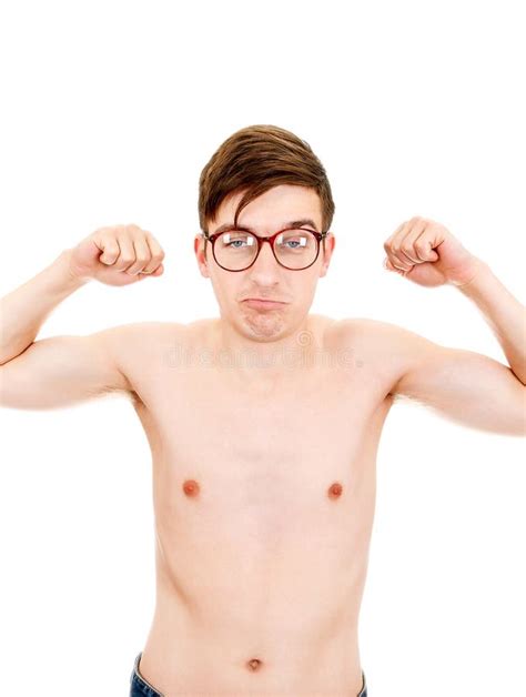 Skinny Man Muscle Flexing Stock Image Image Of Hands