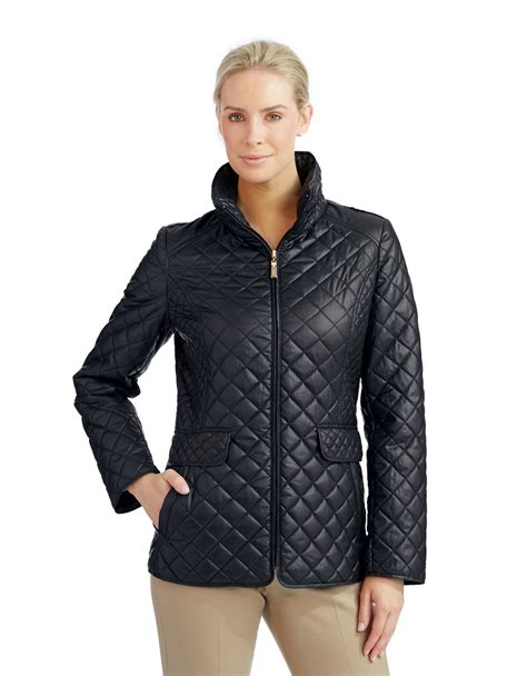 Lyst Ellen Tracy Zip Front Quilted Jacket In Black