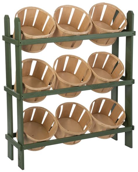 Wooden Basket Display Bulk Merchandising For Retail