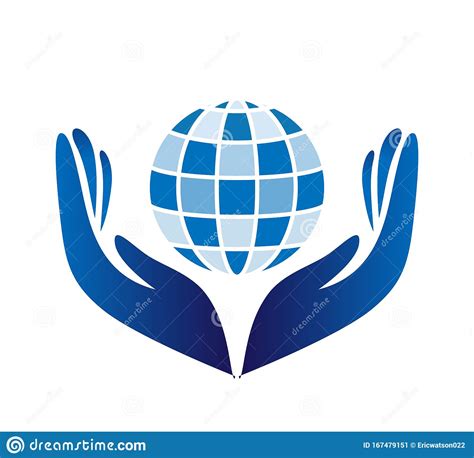 Globe In Two Hands Up, Hands And Helper Blue Hands Logo 