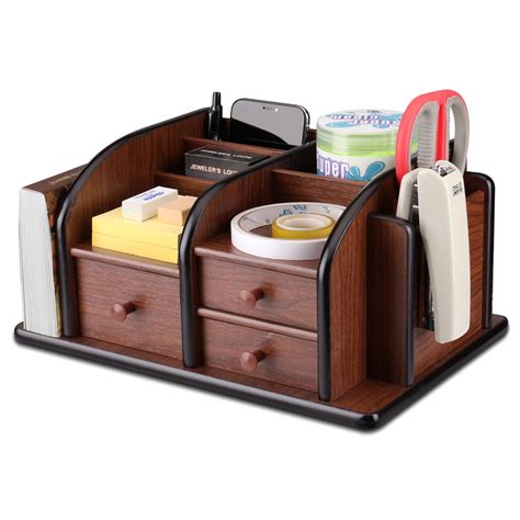 Buy Flexzion Wooden Desk Organizer Wdrawers Classic Wood Office