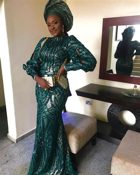 2019 Wedding Color Emerald Green African Fashion Aso Ebi Lace Styles African Fashion Dresses